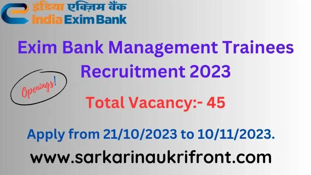 Exim Bank Management Trainees Recruitment 2023