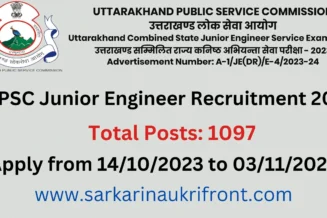 UKPSC Junior Engineer Recruitment 2023