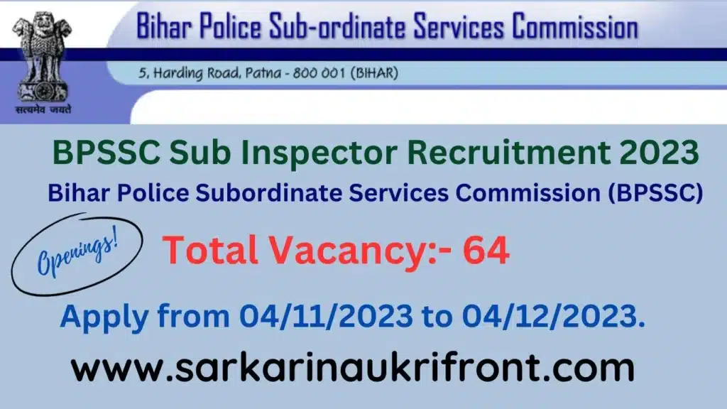 BPSSC Sub Inspector Recruitment 2023