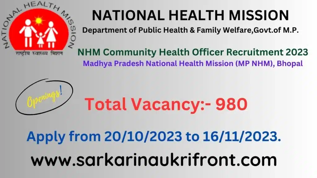 NHM Community Health Officer Recruitment 2023