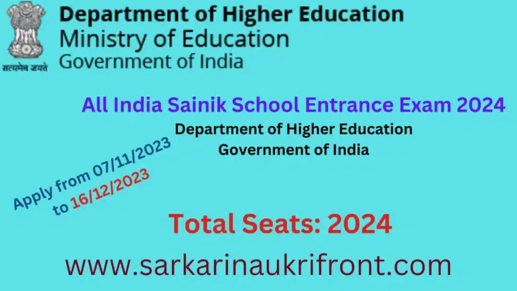 All India Sainik Schools Entrance Exam (AISSEE) 2024