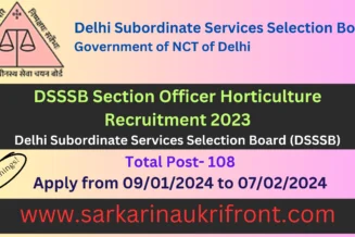 DSSSB Section Officer Horticulture Recruitment 2023