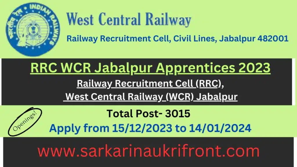 RRC WCR Jabalpur Apprentices 2023