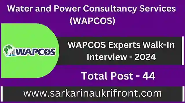 WAPCOS Experts Walk In Interview 2024