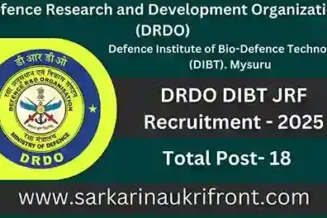DRDO DIBT JRF Recruitment 2025