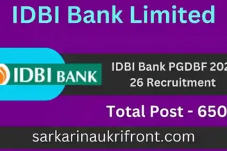 IDBI Bank PGDBF 2025 26 Recruitment