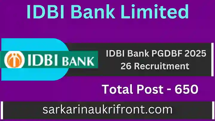 IDBI Bank PGDBF 2025 26 Recruitment