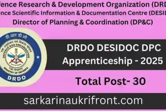 DRDO DESIDOC DPC Apprenticeship 2025