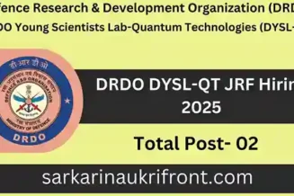 DRDO DYSLQT JRF Hiring 2025