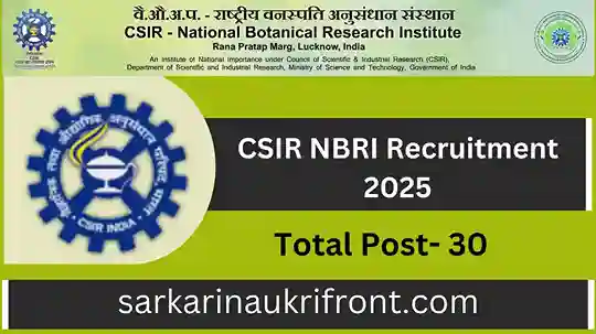 CSIR NBRI Recruitment 2025