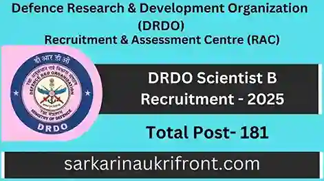 DRDO Scientist B Recruitment 2025