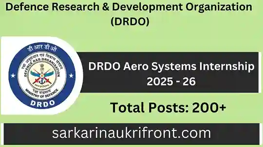 DRDO Aero Systems Internship 2025 26