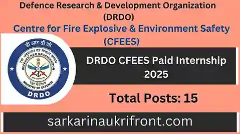 DRDO CFEES Paid Internship 2025