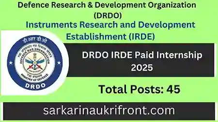 DRDO IRDE Paid Internship 2025