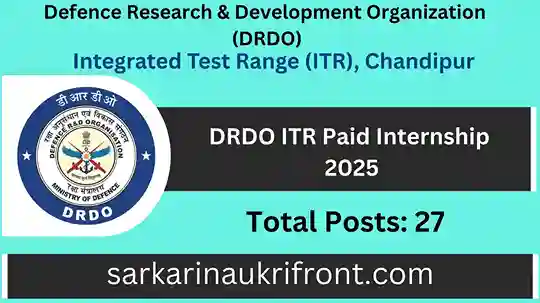 DRDO ITR Paid Internship 2025