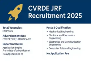 DRDO CVRDE JRF Recruitment 2025