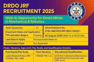 DRDO DYSLSM JRF Recruitment 2025
