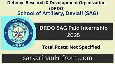 DRDO SAG Paid Internship 2025