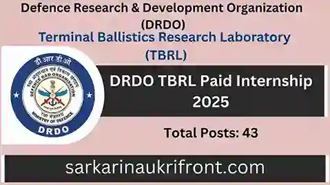 DRDO TBRL Paid Internship 2025