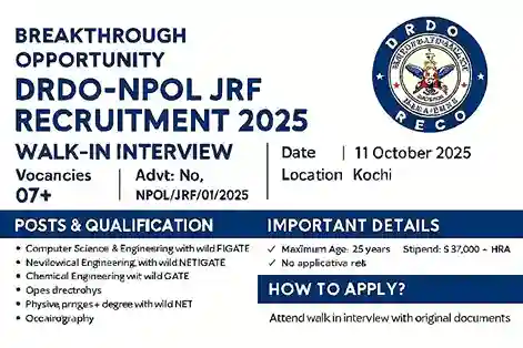 NPOL DRDO JRF Recruitment 2025