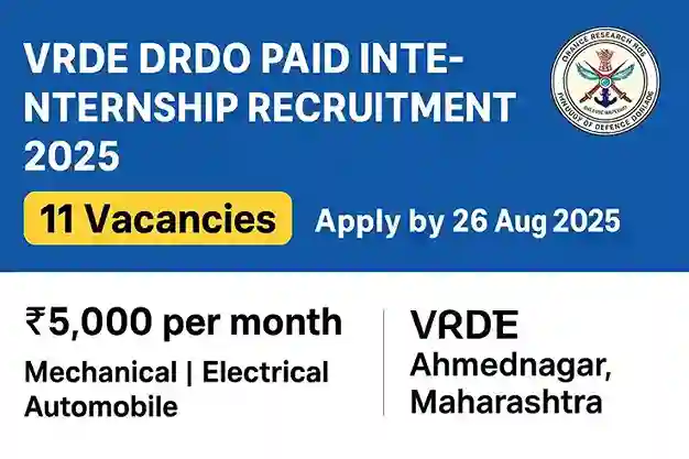 VRDE DRDO Paid Internship Job 2025