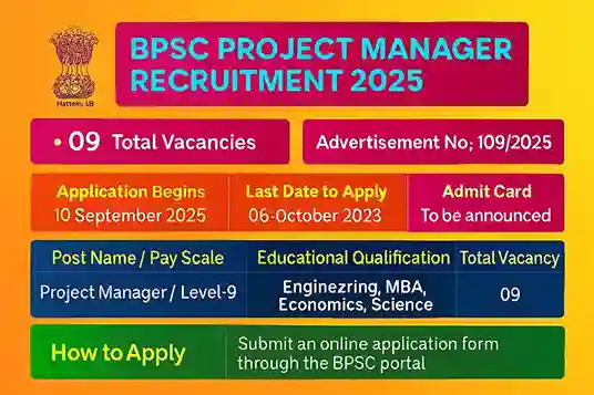 BPSC Project Manager Job 2025