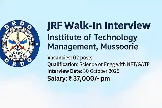 DRDO ITM JRF Walk In Job 2025
