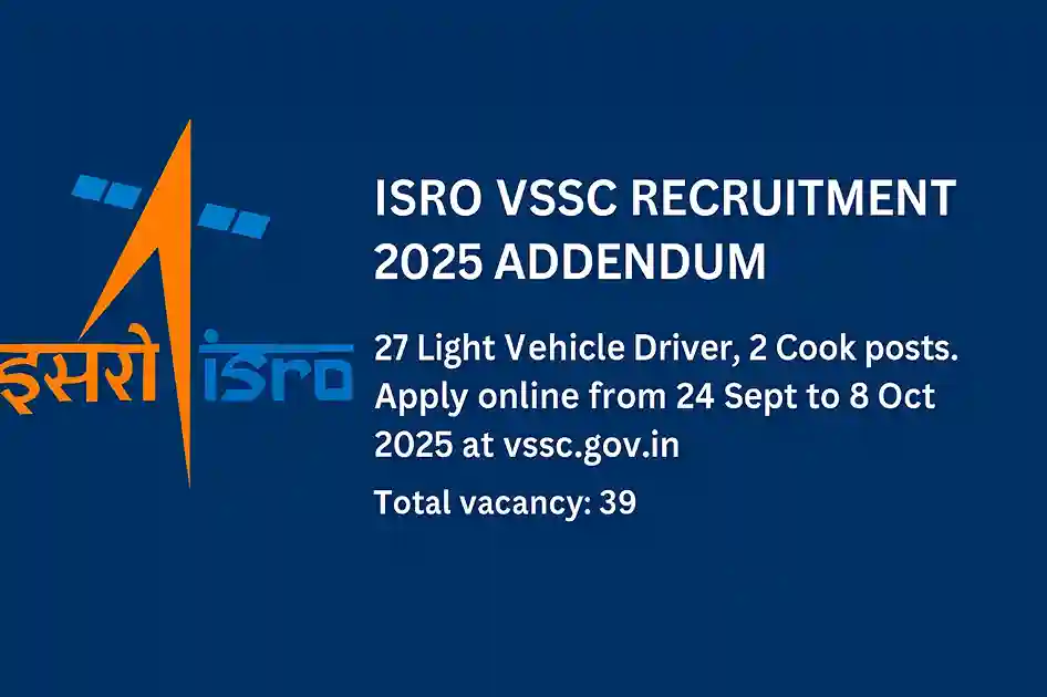 ISRO VSSC Recruitment 2025 Addendum