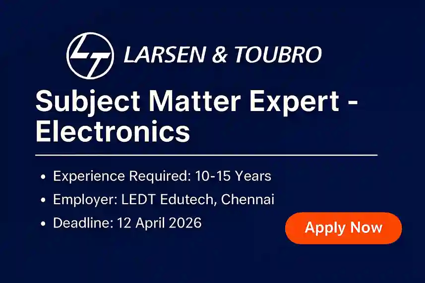 Electronics SME job Chennai 2025