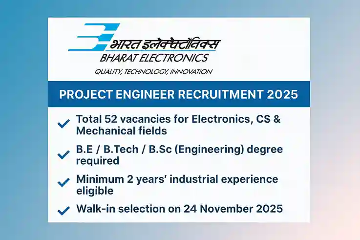 BEL Ghaziabad Project Engineer Job 2025