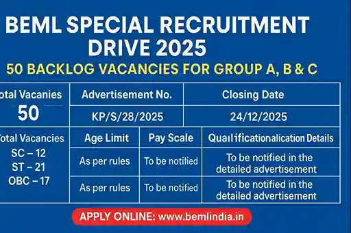 BEML Special Recruitment Drive 2025