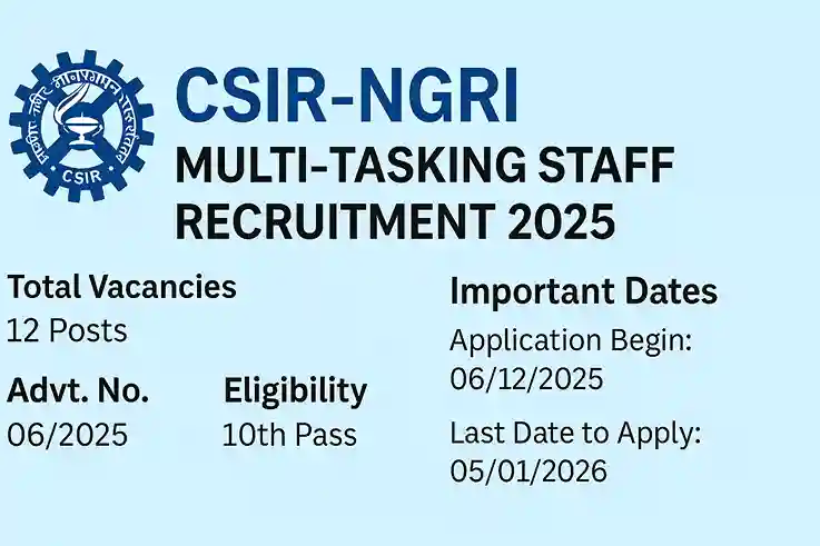 CSIR NGRI Multi Tasking Staff Job 2025