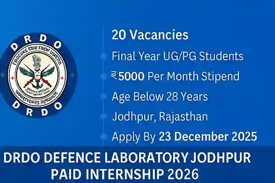 DRDO DLJ Paid Internship 2026