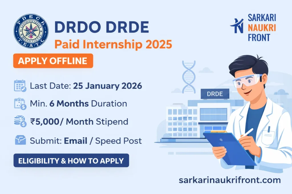 DRDO DRDE Internship 2025 Apply Offline
