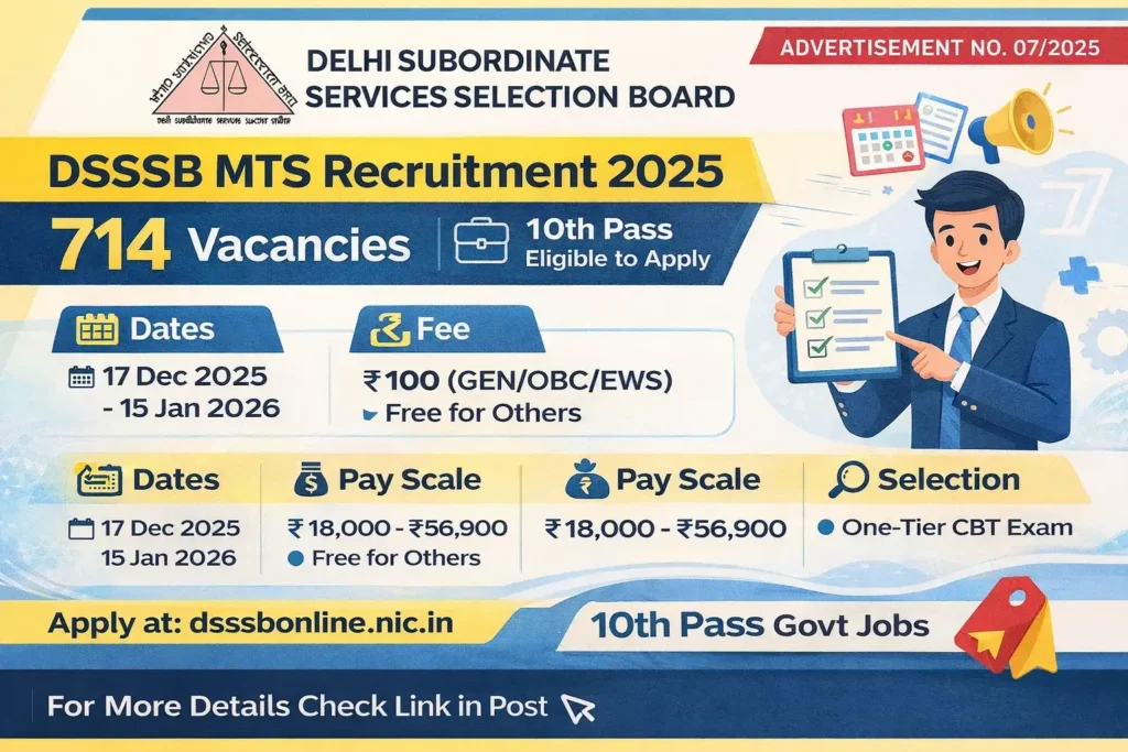 DSSSB MTS Recruitment 2025