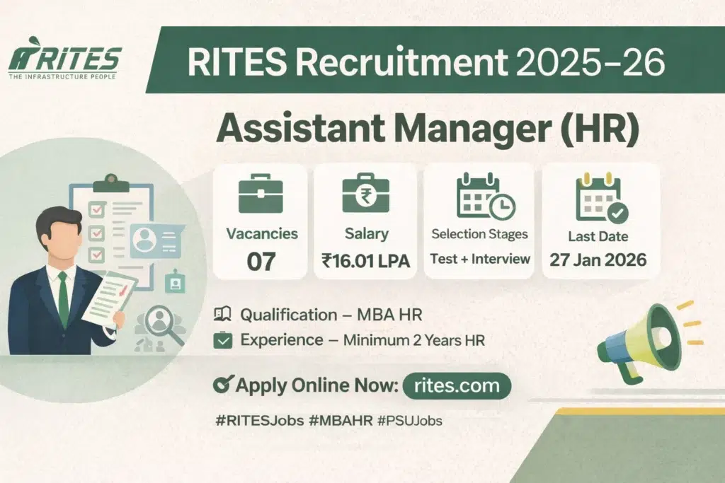 RITES Assistant Manager HR Job 2025 26