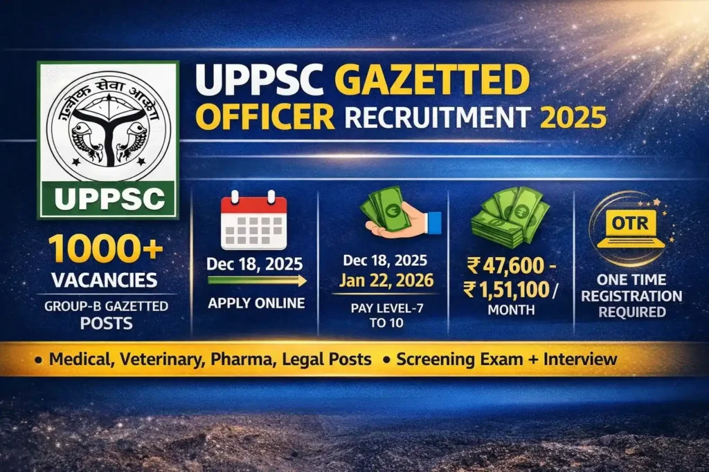 UPPSC Gazetted Officer Recruitment 2025 