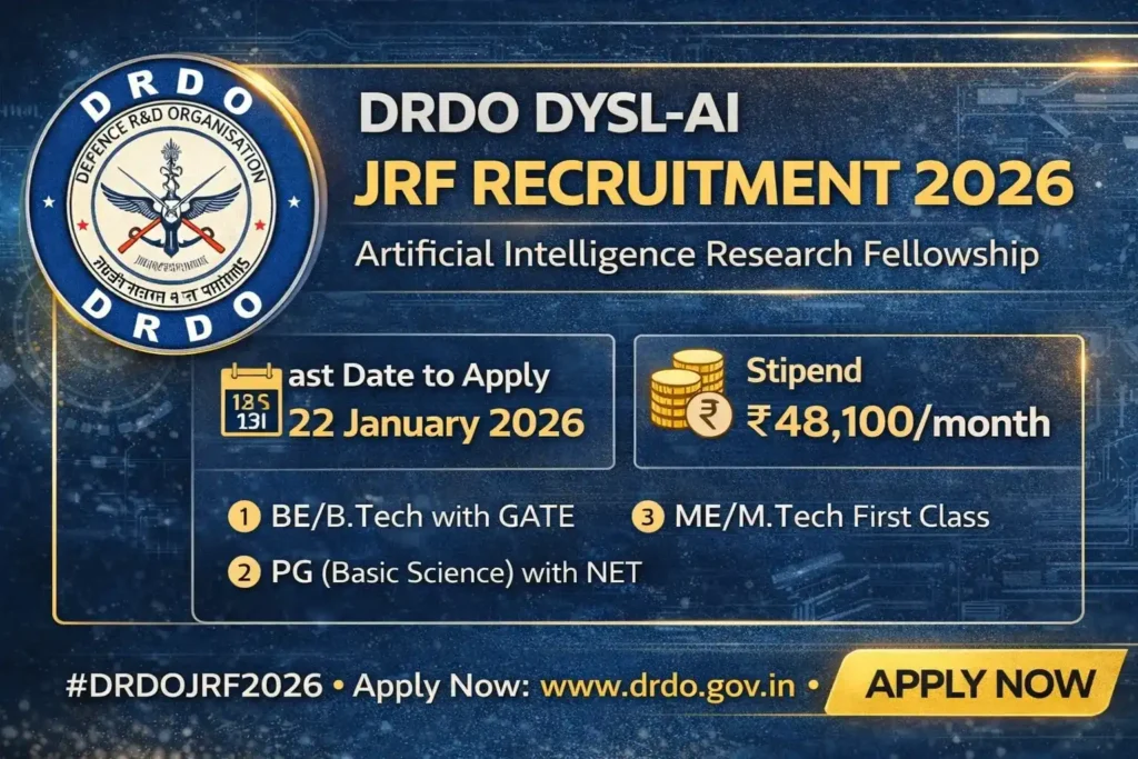 DRDO DYSL AI JRF Recruitment 2026
