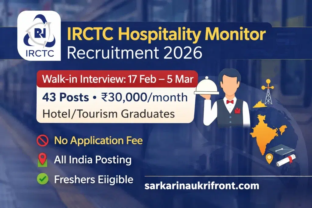 IRCTC Hospitality Monitor Recruitment 2026