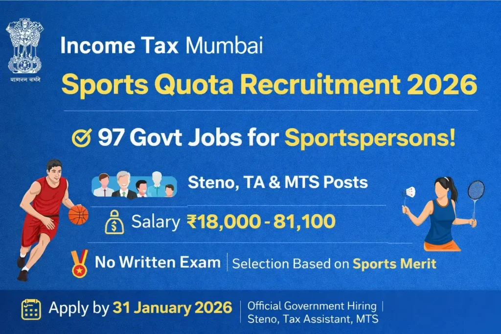 Income Tax Sports Recruitment 2026