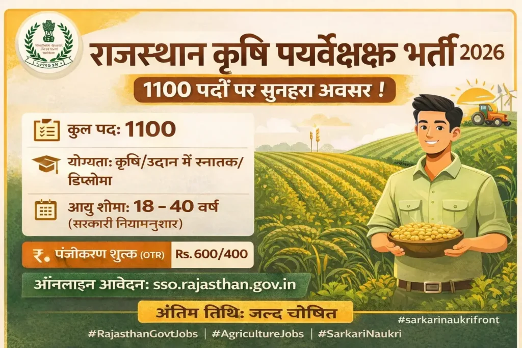 Rajasthan Agriculture Supervisor Job 2026 – SarkariNaukriFront