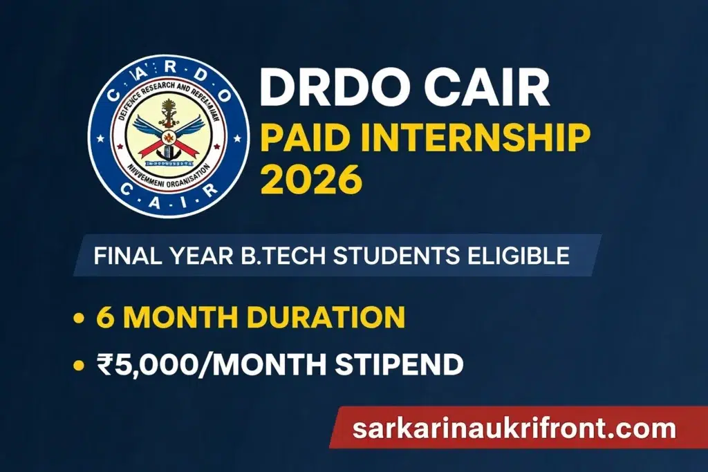 DRDO CAIR Paid Internship 2026