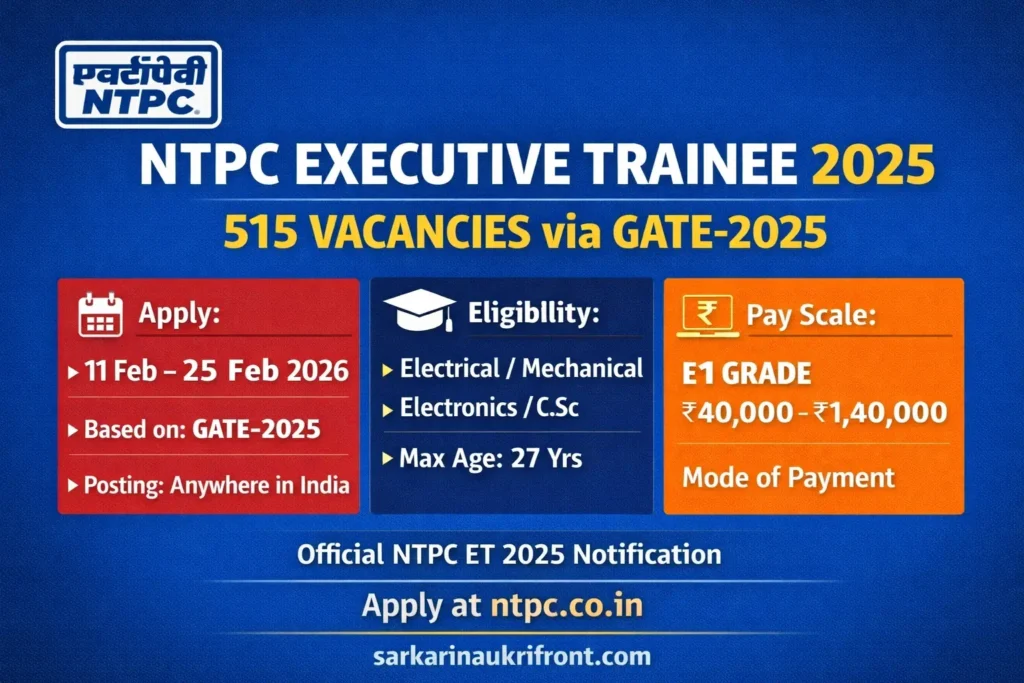 NTPC Executive Trainee Recruitment 2025