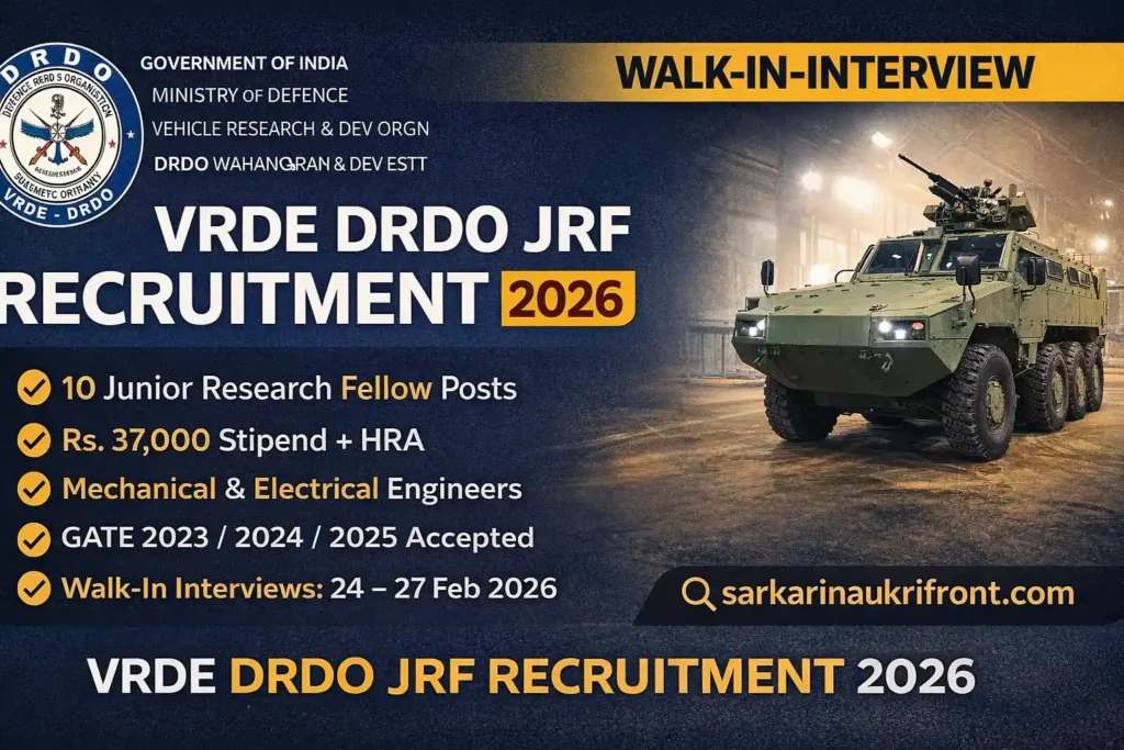 VRDE DRDO JRF Recruitment 2026