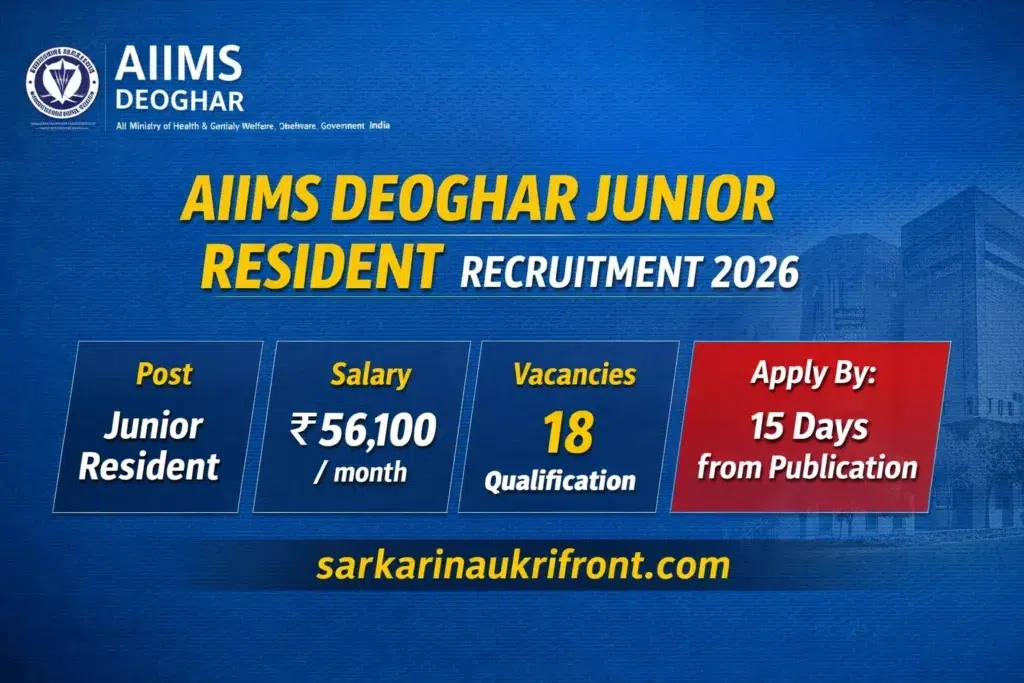 AIIMS Deoghar Junior Resident Hiring 2026