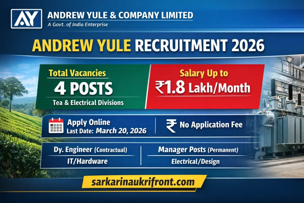 Andrew Yule Company Recruitment 2026