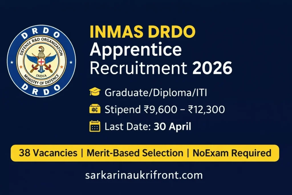 INMAS DRDO Apprentice Recruitment 2026