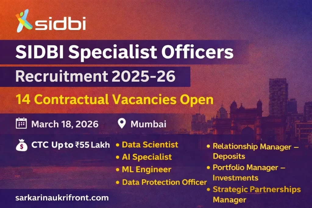 SIDBI Specialist Officers Job 2025 26