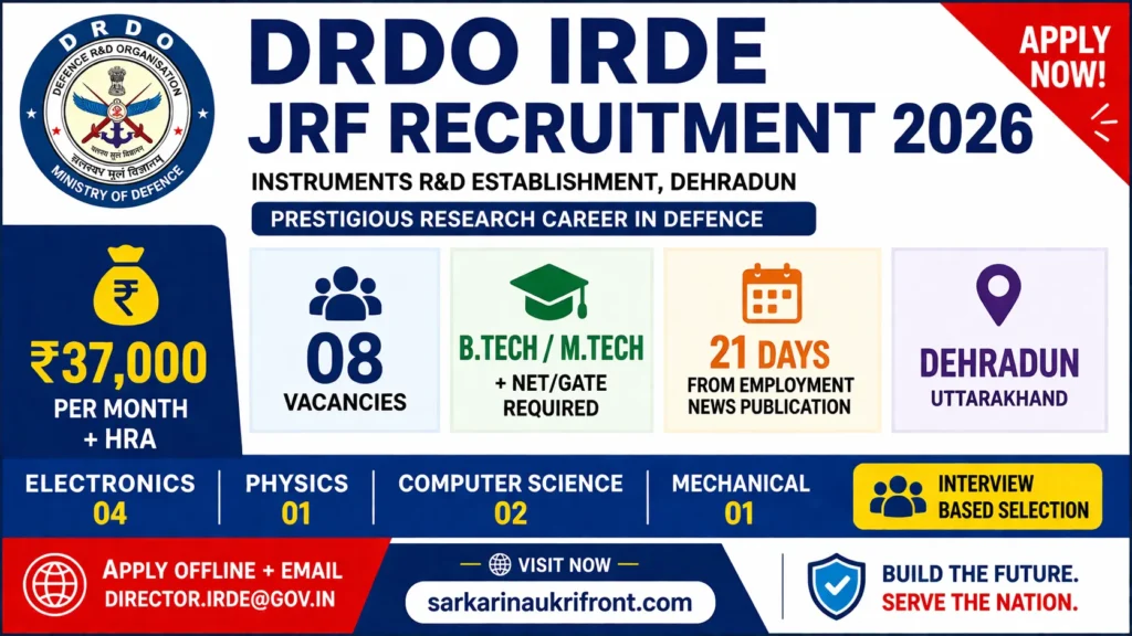 DRDO IRDE JRF Recruitment 2026