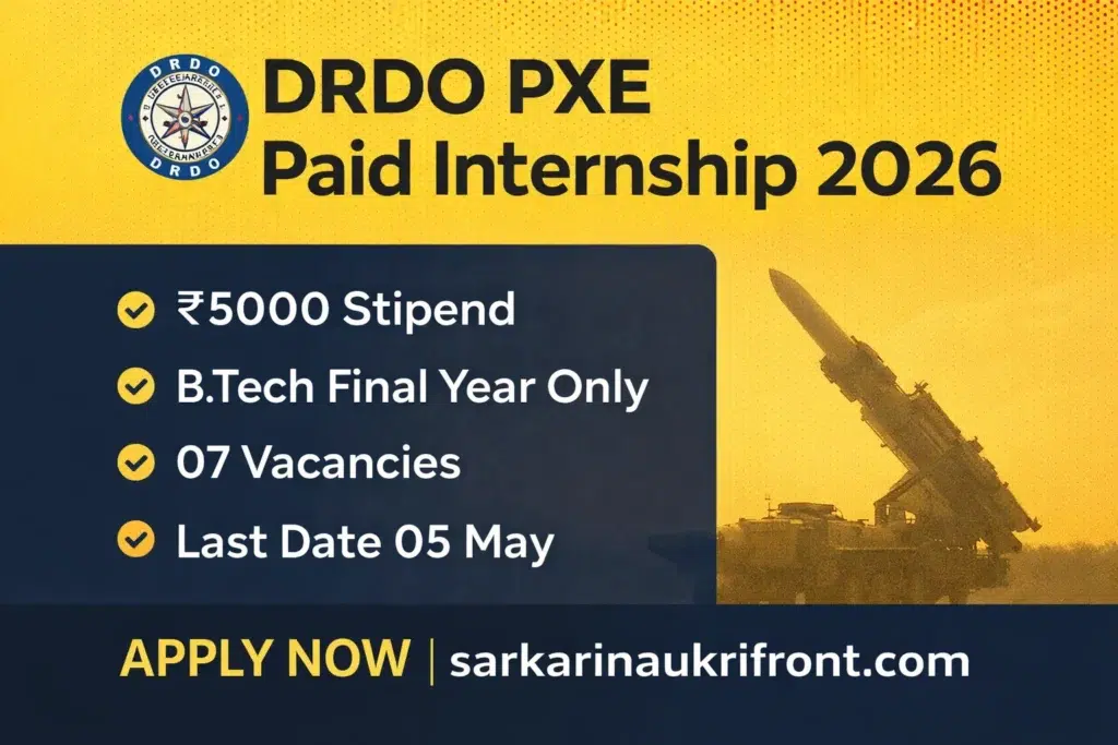 DRDO PXE Paid Internship 2026